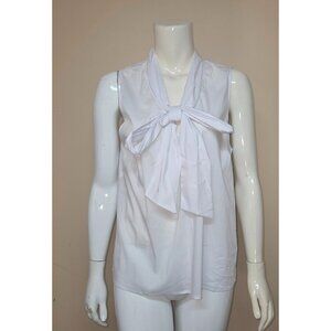 Anthropologie Sunday in Brooklyn White Sleeveless  Bow Top Shirt Size L NEW